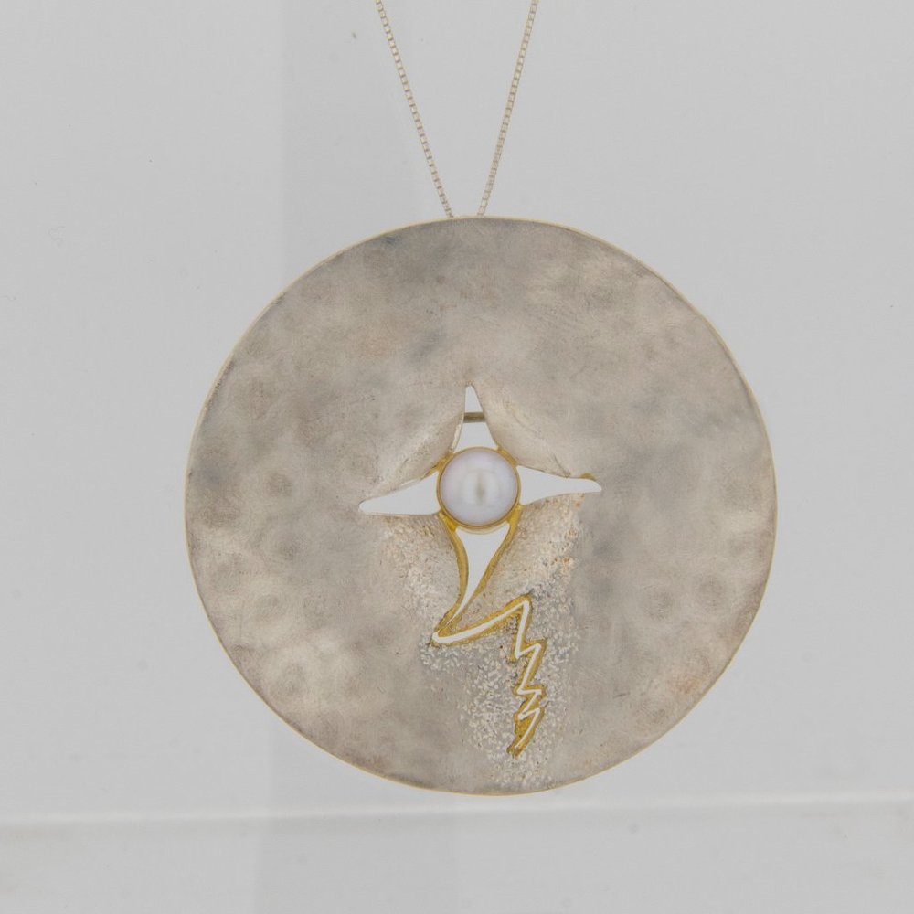 Sterling Silver and White Pearl Breakthrough Pin/Pendant by Michou